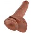 King Cock 25 cm suur dildo munanditega - pruun