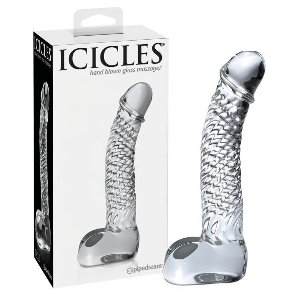 Icicles No. 61 - munandite ja peenisega klaasdildo (läbipaistev)