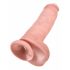 King Cock 11 - iminappadega dildó munanditega (28 cm) - naturaalsest materjalist