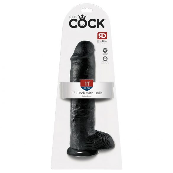 King Cock 11 - suur iminapaga must dildo (28cm)