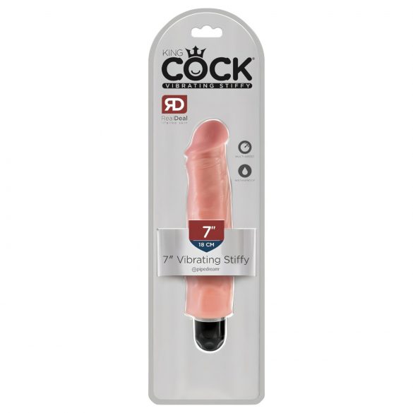 King Cock 7 Stiffy - veekindel, elutruu vibraator (18cm) - naturaalne