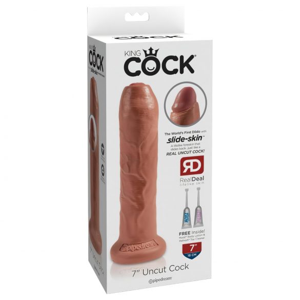 King Cock 7 - elutru dildo (18cm) - tume naturaalne