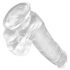 King Cock Clear 6 - iminapaga, munanditega väike dildo (15cm)