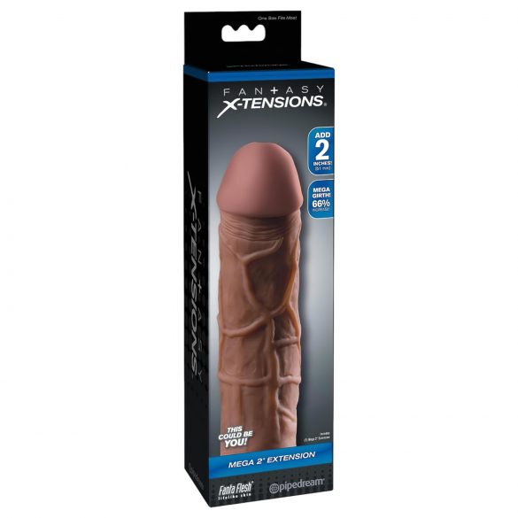 X-TENSION Mega 2 - elutruu peenisehülss (20,3 cm) - tume naturaalne