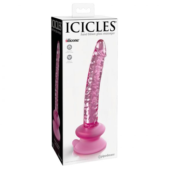 Icicles No. 86 - roosa peenisega klaasist dildo