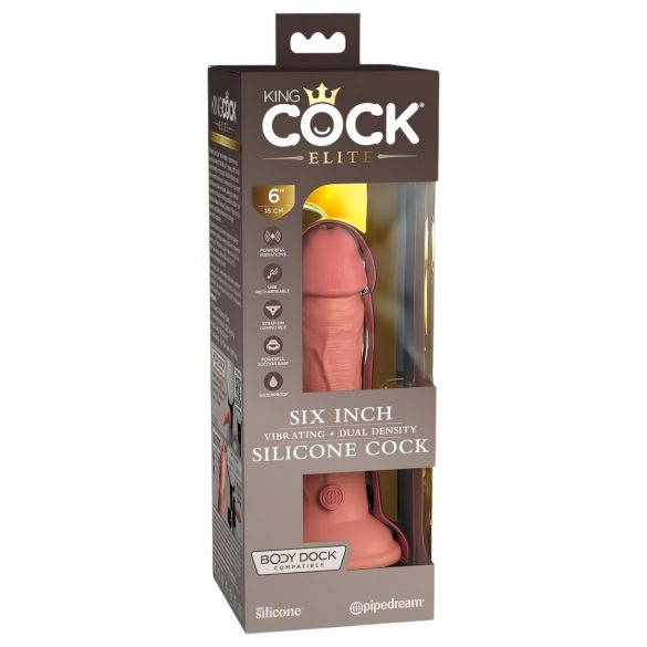 King Cock Elite 6 - elutruudne vibraator 15cm (tume naturaalne)