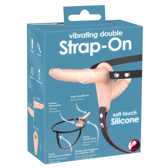 You2Toys - Laetav duo strap-on dildo (naturaalne)