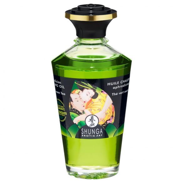 Shunga - soojendav massaažiõli - roheline tee (100ml)