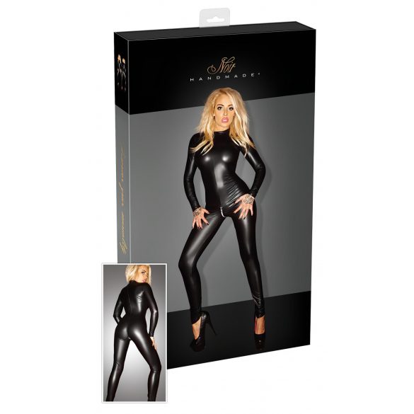 Noir - Läikiv pikkade varrukatega catsuit (must) - XL