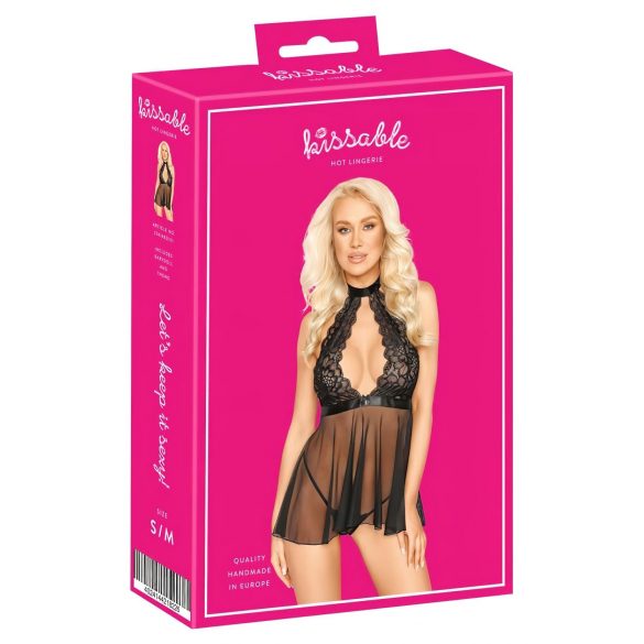 Suudlev - paelaga pitsist babydoll (must) - L/XL