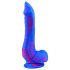 Inkipus - munanditega silikoon dildokas 18cm (sinine-roosa)