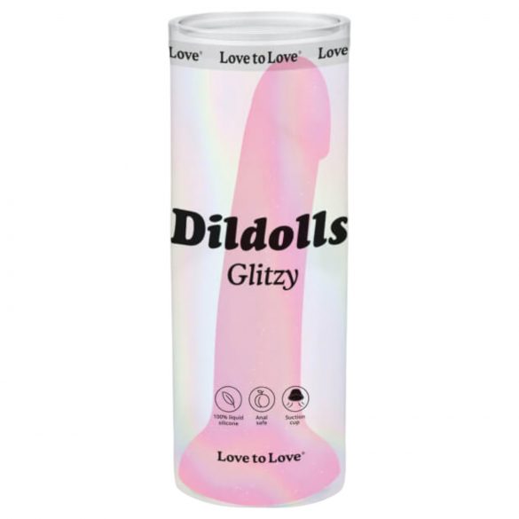 Dildolls Glitzy - roosa silikoondildo iminapaga