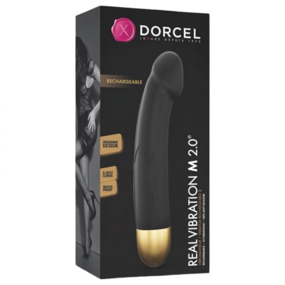 Dorcel Real Vibration M 2.0 - laetav vibraator (must-kuld)