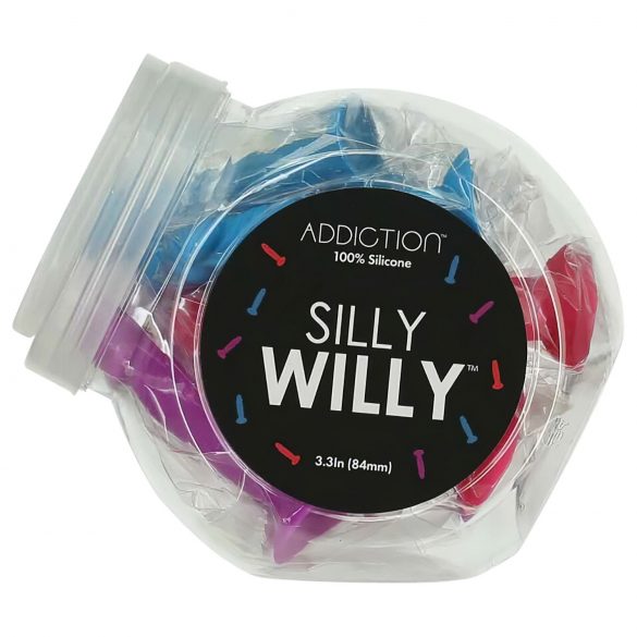 Silly Willy - kleepuv silikoondildo - 12 tk (värviline)