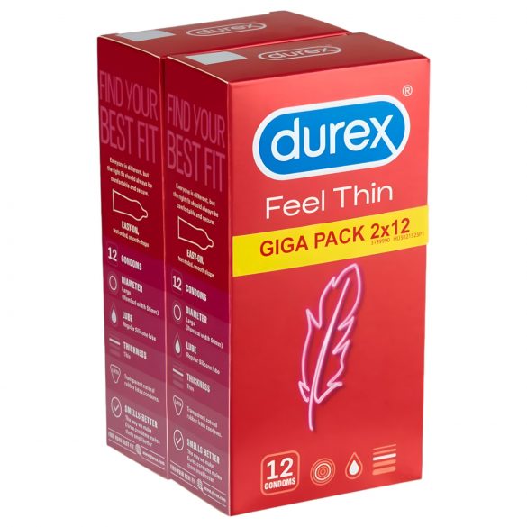 Durex Feel Thin - tõetruud tundmused, kondoomipakett (2x12tk)