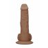 RealRock Dong 9 - elutru munanditega dildo (23 cm) - tume naturaalne