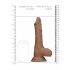 RealRock Dong 9 - elutru munanditega dildo (23 cm) - tume naturaalne