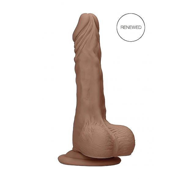 RealRock Dong 10 - tõetruu dildo munanditega (25cm) - tume naturaalselt