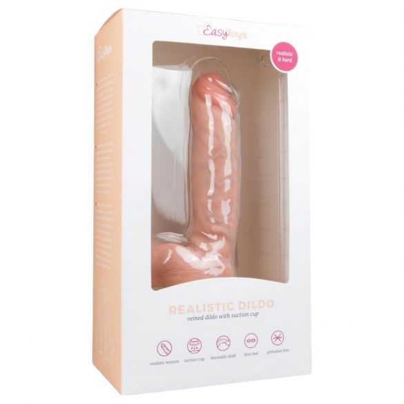 Easytoys - kleepuv alusega munanditega dildo (22,5cm) - naturaalne